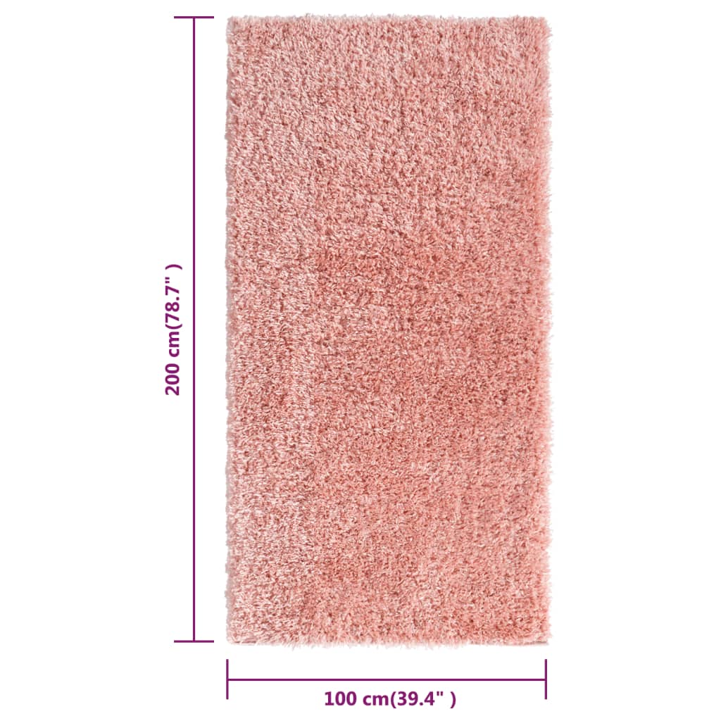 Korkeanukkainen Shaggy matto pinkki 100x200 cm 50 mm - Harrastajankoti.fi