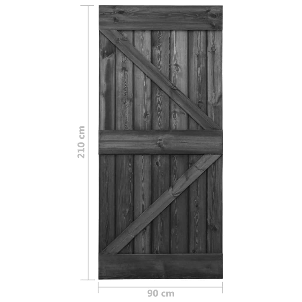 Liukuovi asennustarvikkeineen 90x210 cm täysi mänty musta - Harrastajankoti.fi