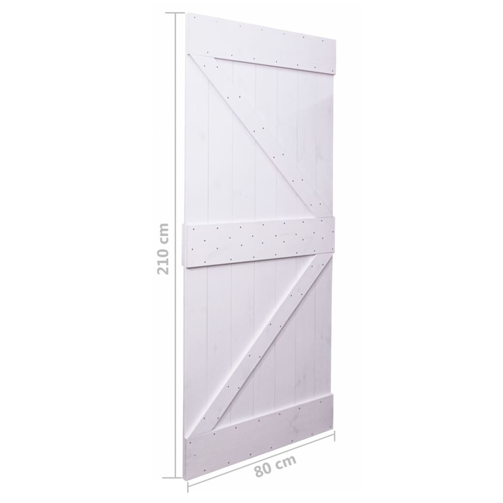 Liukuovi asennustarvikkeineen 80x210 cm täysi mänty valkoinen - Harrastajankoti.fi