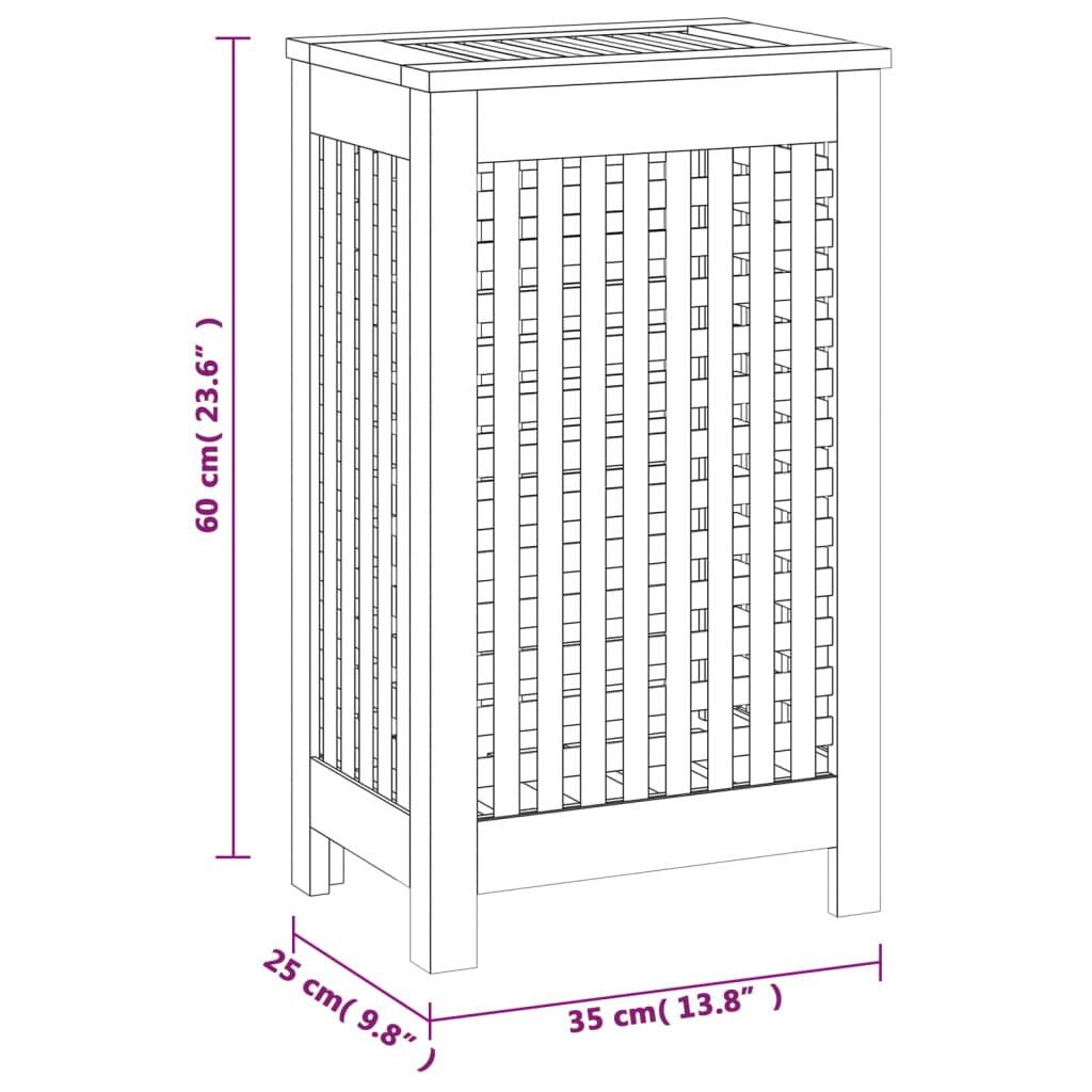 Pyykkikori 35x25x60 cm täysi tiikki - Harrastajankoti.fi