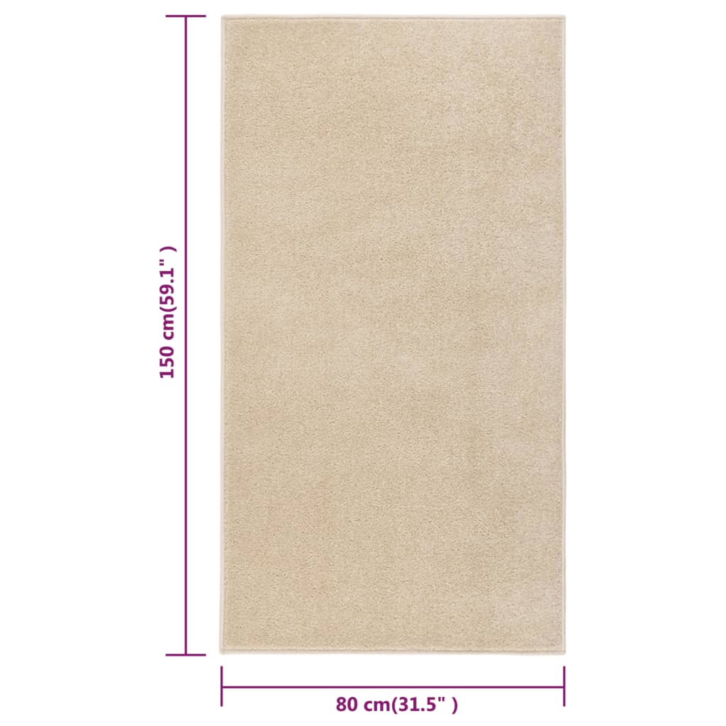 Lyhytnukkainen matto 80x150 cm beige - Harrastajankoti.fi