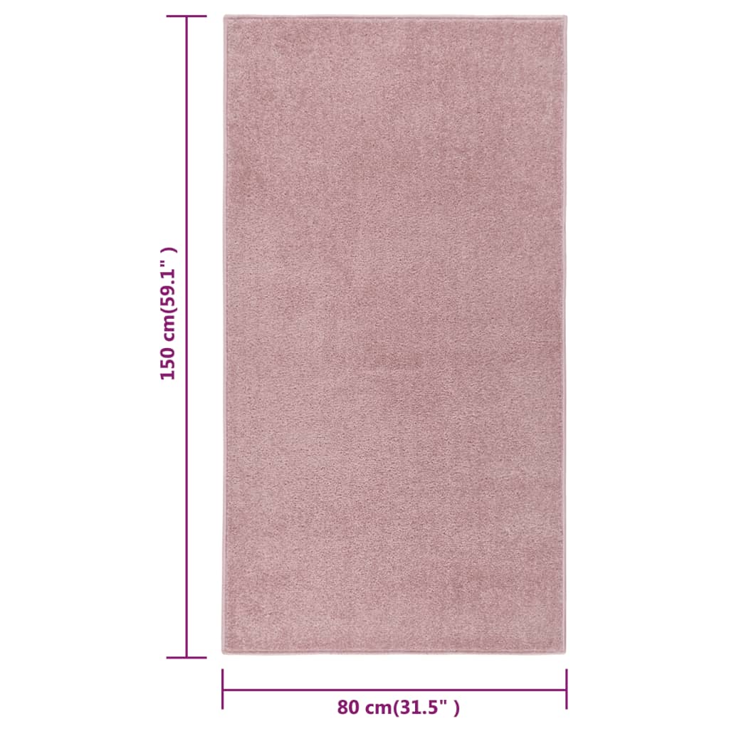 Lyhytnukkainen matto 80x150 cm pinkki - Harrastajankoti.fi