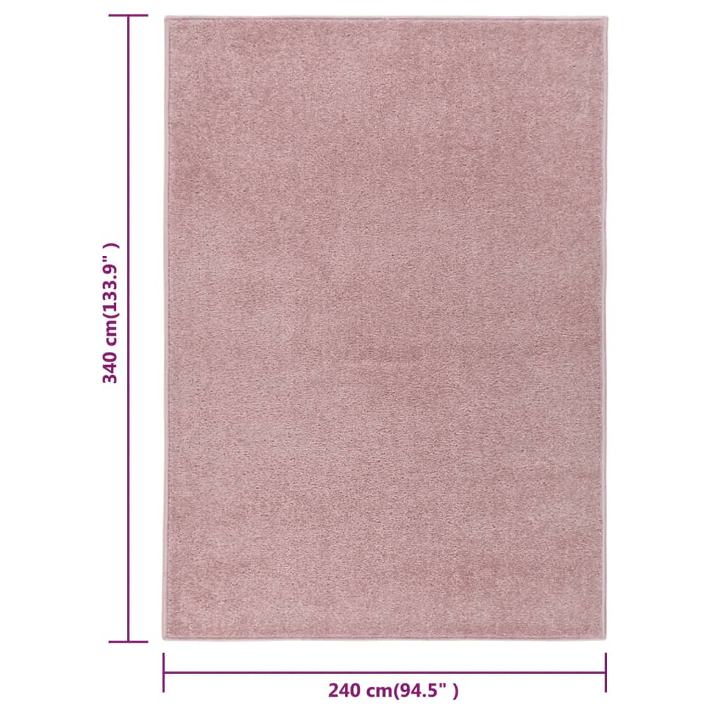 Lyhytnukkainen matto 240x340 cm pinkki - Harrastajankoti.fi