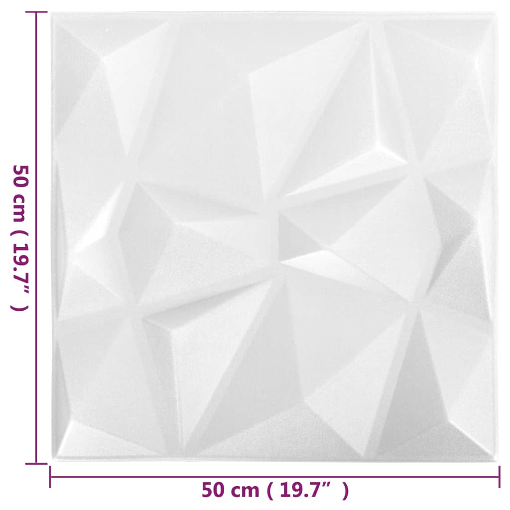 3D-seinäpaneelit 48 kpl 50x50 cm timantinvalkoinen 12 m² - Harrastajankoti.fi