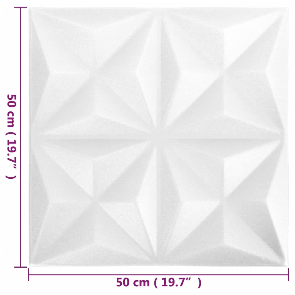 3D-seinäpaneelit 24 kpl 50x50 cm valkoinen origami 6 m² - Harrastajankoti.fi