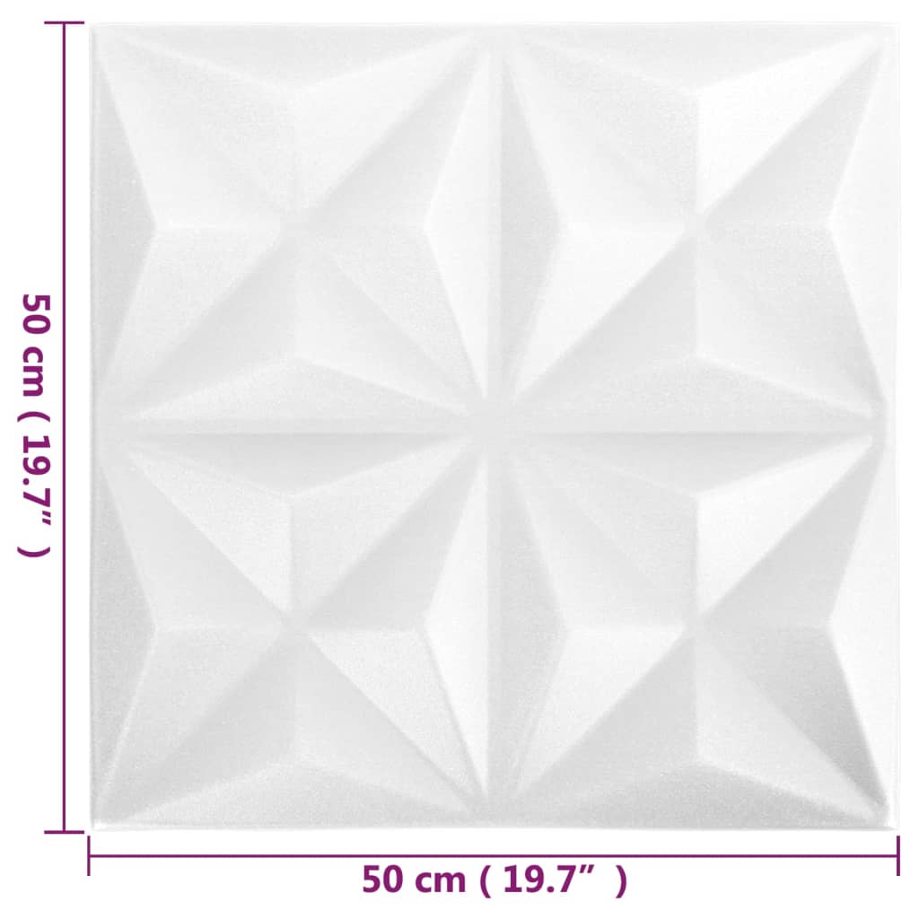 3D-seinäpaneelit 48 kpl 50x50 cm valkoinen origami 12 m² - Harrastajankoti.fi