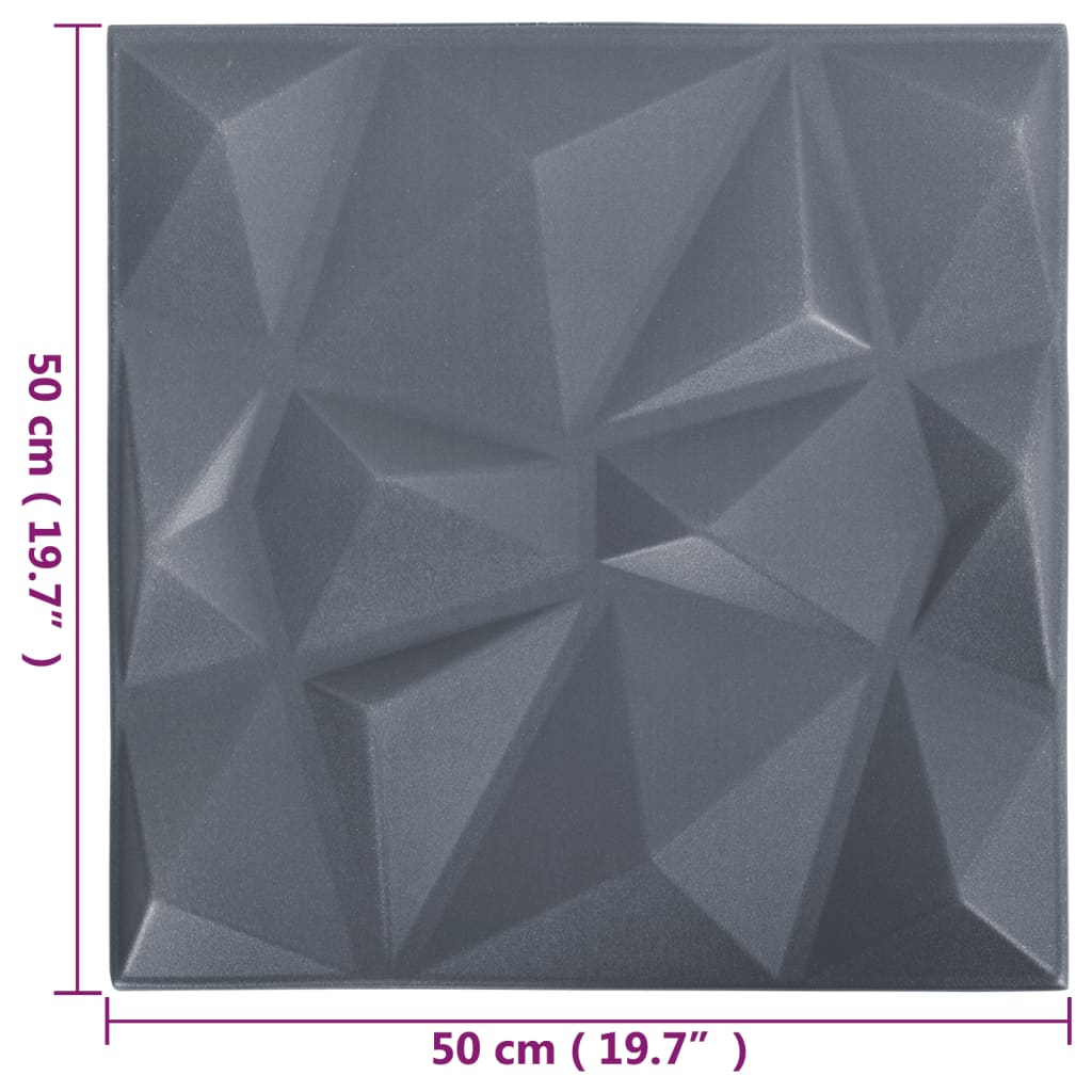 3D-seinäpaneelit 24 kpl 50x50 cm timantinharmaa 6 m² - Harrastajankoti.fi