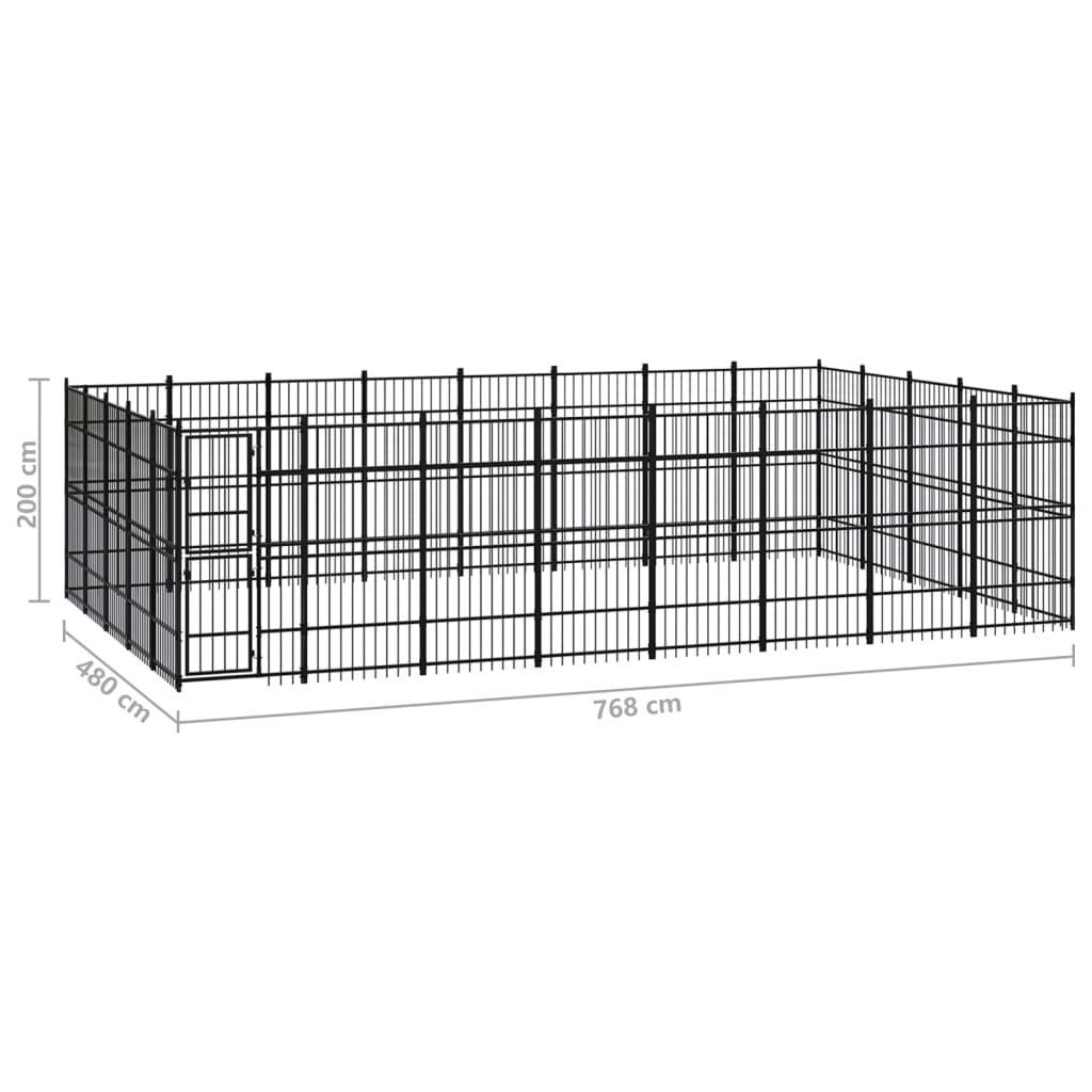 Koiran ulkohäkki teräs 36,86 m² - Harrastajankoti.fi