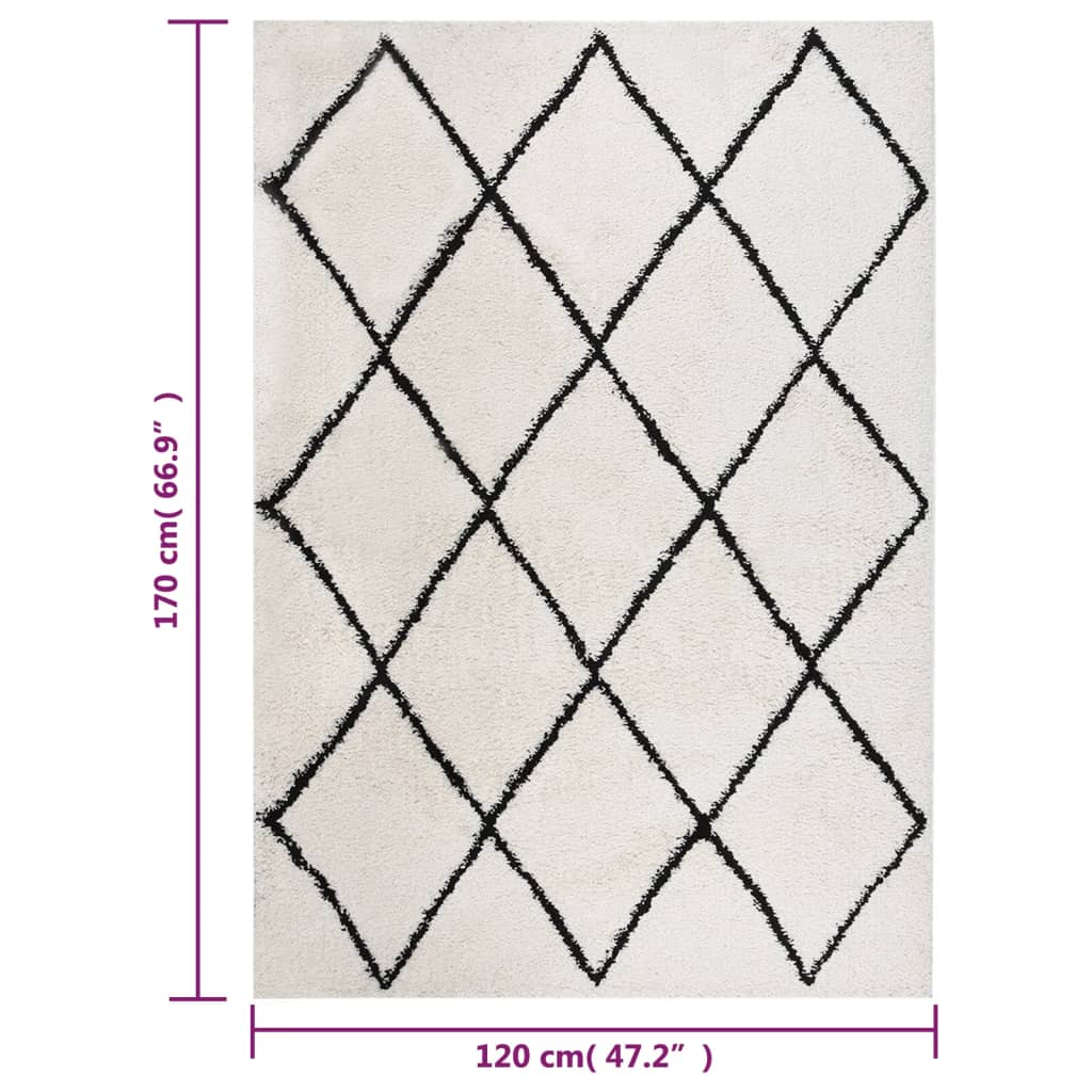 Pörrömatto korkeanukkainen musta ja kerma 120x170 cm - Harrastajankoti.fi