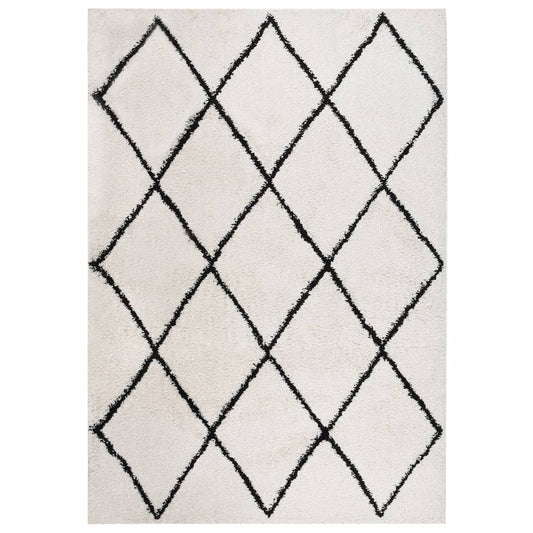 Pörrömatto korkeanukkainen musta ja kerma 120x170 cm - Harrastajankoti.fi