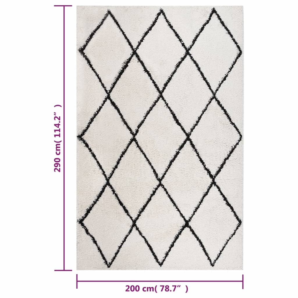 Pörrömatto korkeanukkainen musta ja kerma 200x290 cm - Harrastajankoti.fi