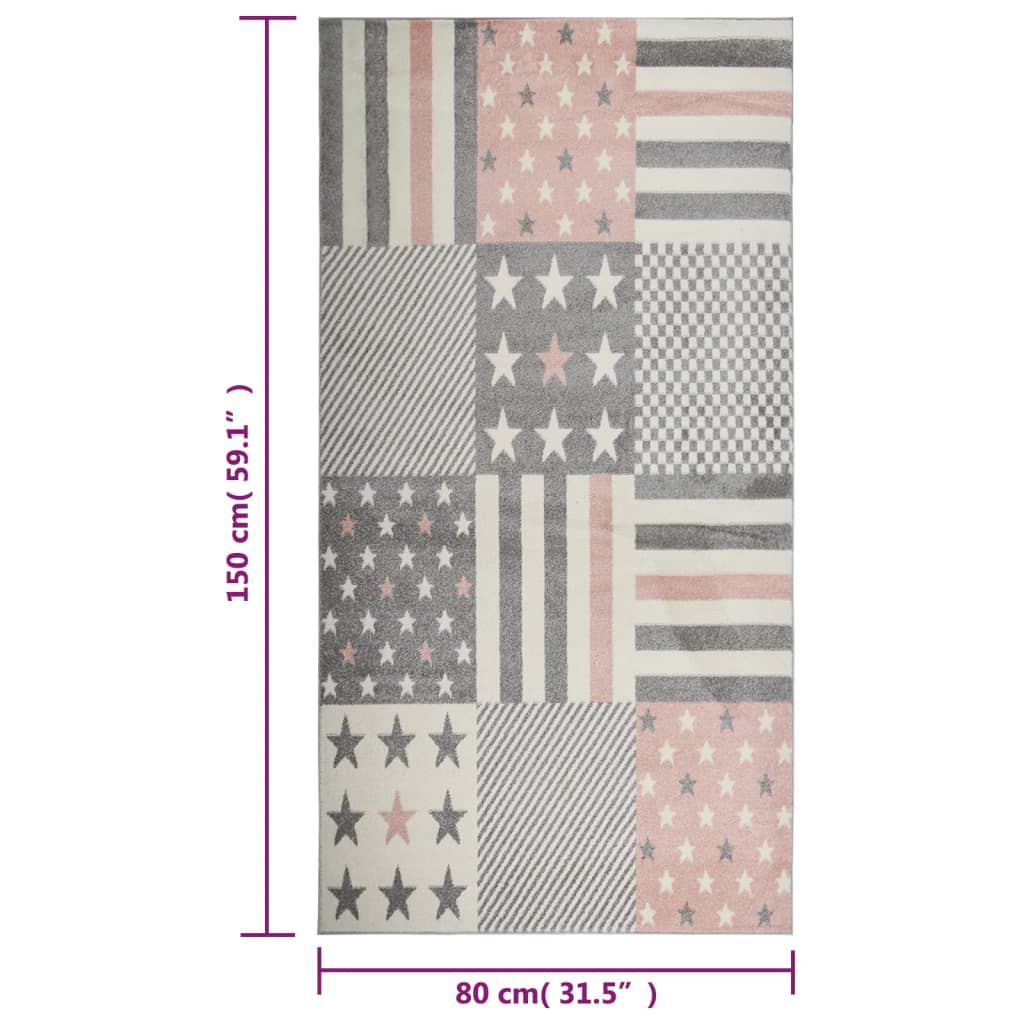 Lasten matto 80x150 cm tähtikuvio pinkki - Harrastajankoti.fi
