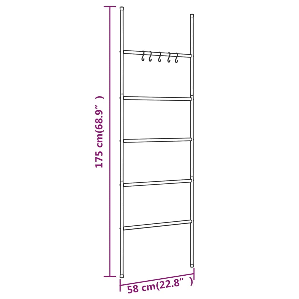 5-tasoiset Pyyhetelinetikkaat musta 58x175 cm rauta - Harrastajankoti.fi