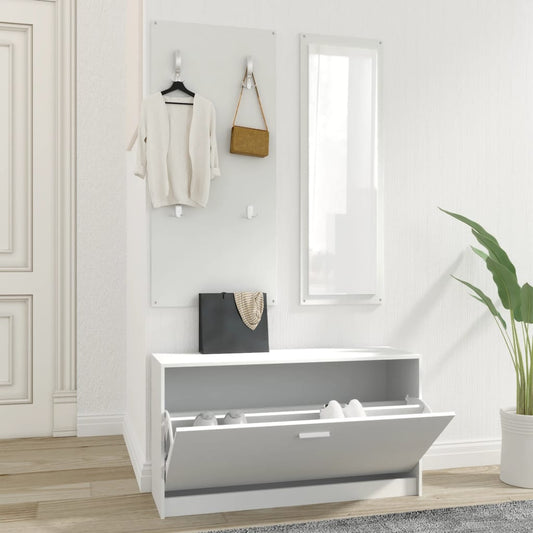 3-osainen kenkäkaappisarja valkoinen tekninen puu - Harrastajankoti.fi