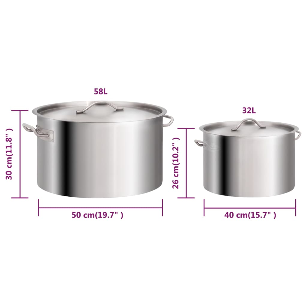 2-osainen Keittokattilasarja 58/32 l ruostumaton teräs - Harrastajankoti.fi