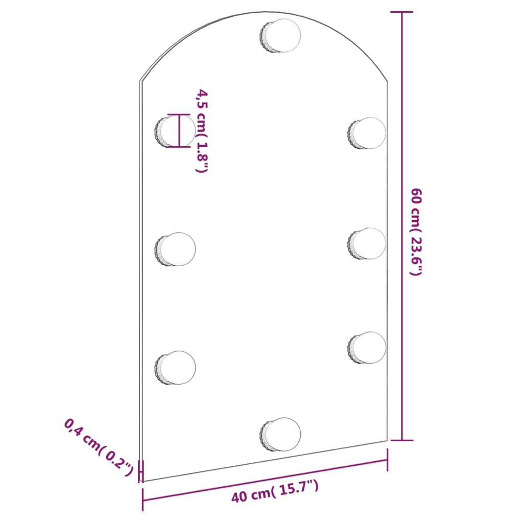 Peili LED-valoilla 60x40 cm lasi kaari - Harrastajankoti.fi