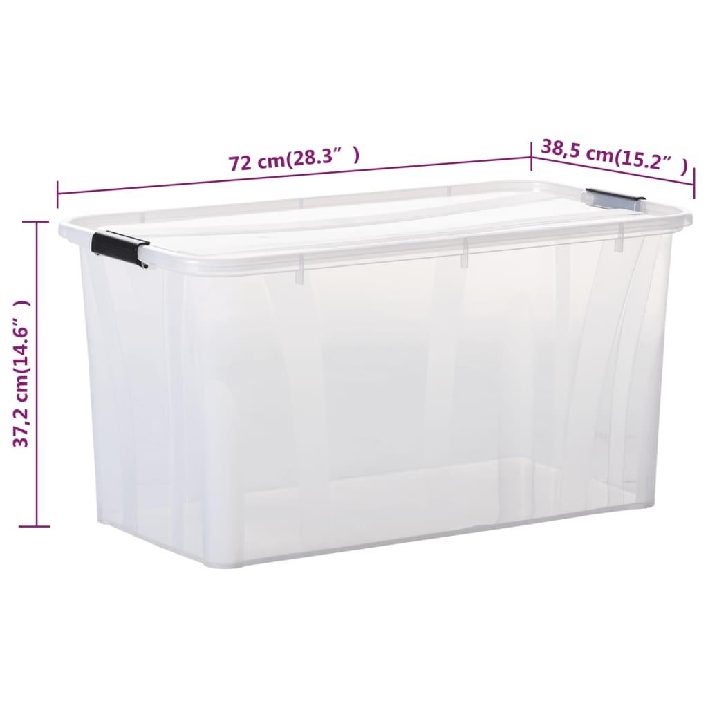 Säilytyslaatikot kansilla 5 kpl läpinäkyvä 80 l - Harrastajankoti.fi
