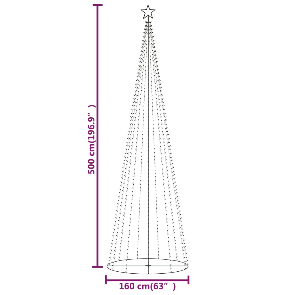 Kartiojoulukuusi 732 lämpimän valkoista LED-valoa 160x500 cm - Harrastajankoti.fi