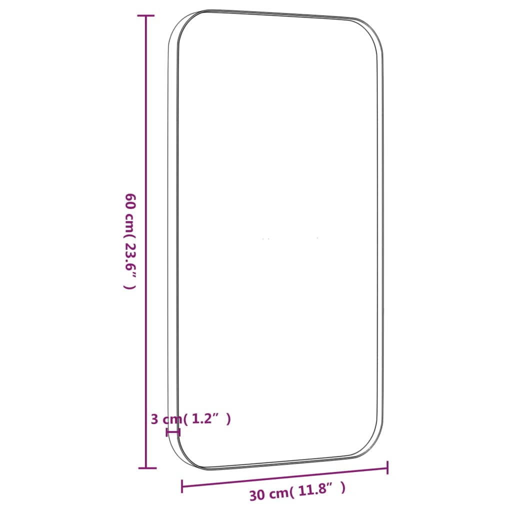 Seinäpeili musta 30x60 cm suorakulmio - Harrastajankoti.fi