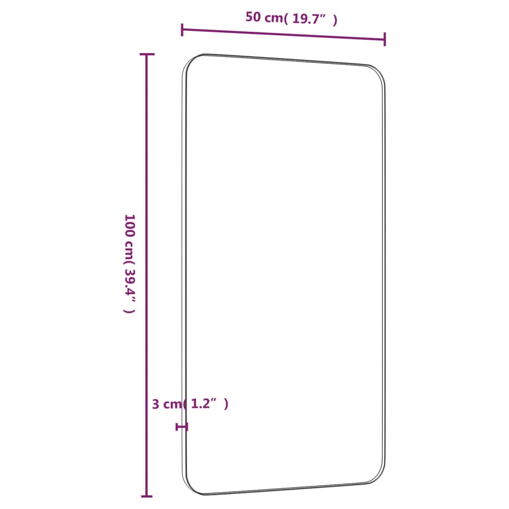 Seinäpeili musta 50x100 cm suorakulmio - Harrastajankoti.fi