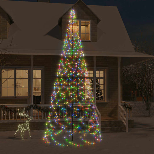 Joulukuusi lipputankoon 1400 moniväristä LED-valoa 500 cm - Harrastajankoti.fi