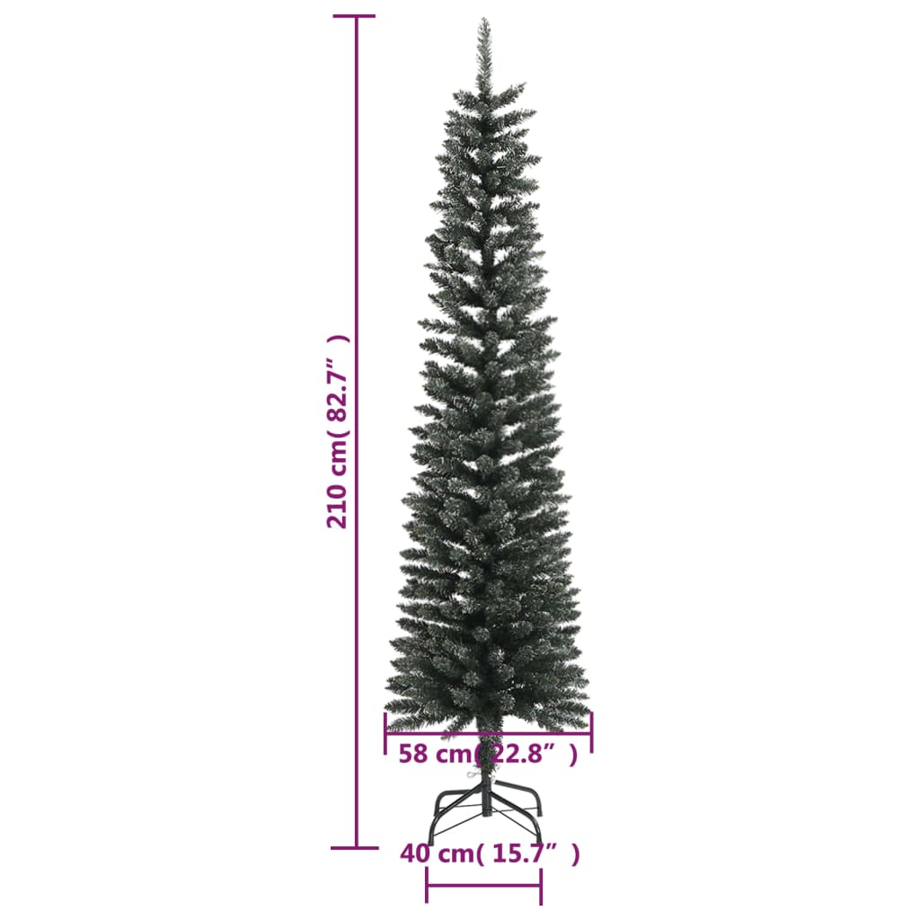Ohut Tekojoulukuusi jalustalla vihreä 210 cm PVC - Harrastajankoti.fi
