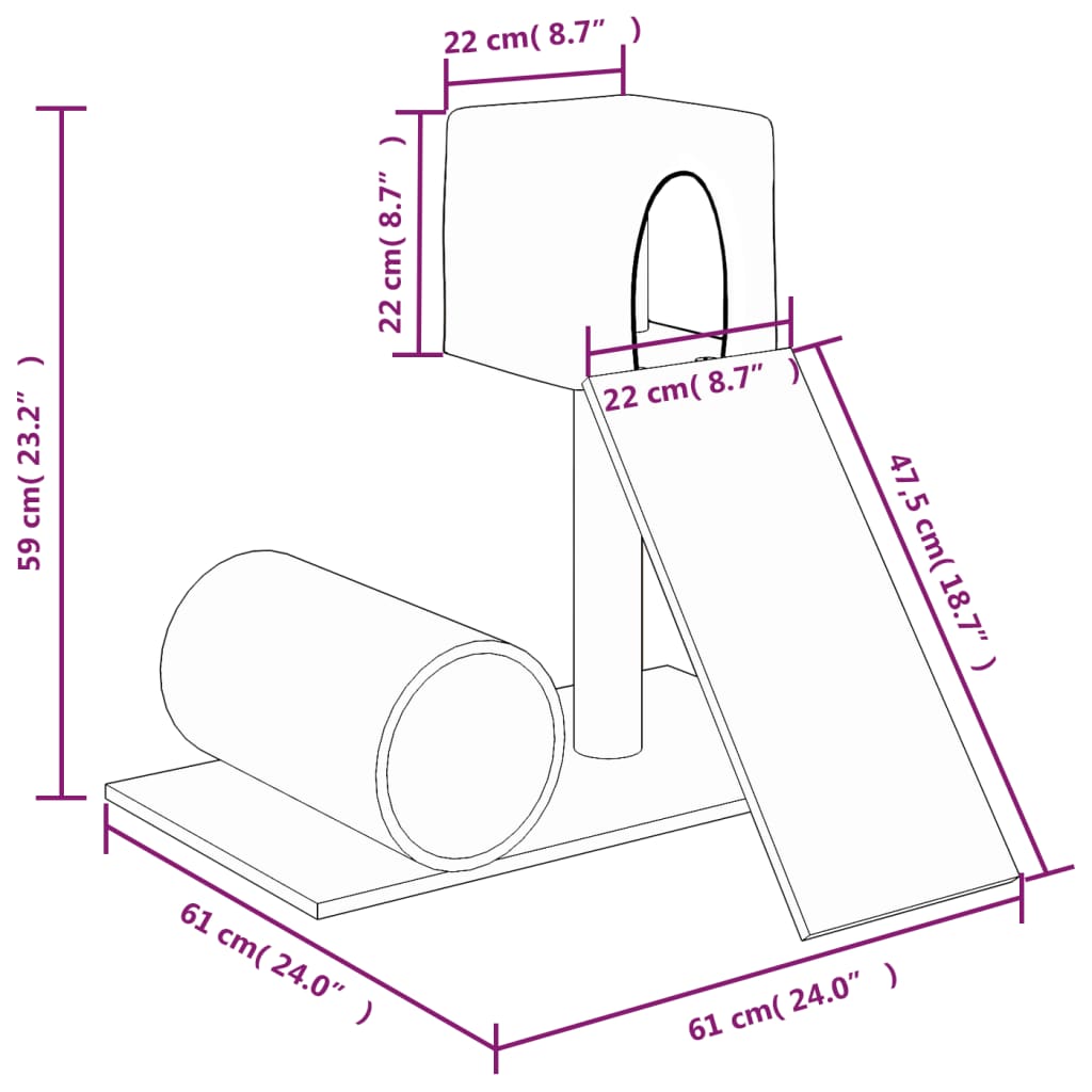 Kissan kiipeilypuu sisal- raapimispylväällä vaaleanharmaa 59 cm - Harrastajankoti.fi
