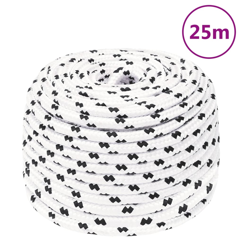 Punottu veneköysi valkoinen 10 mm x 25 m polyesteri - Harrastajankoti.fi