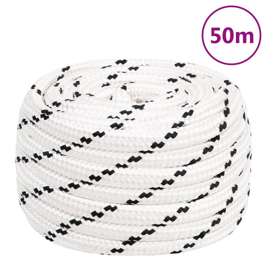 Punottu veneköysi valkoinen 16 mm x 50 m polyesteri - Harrastajankoti.fi