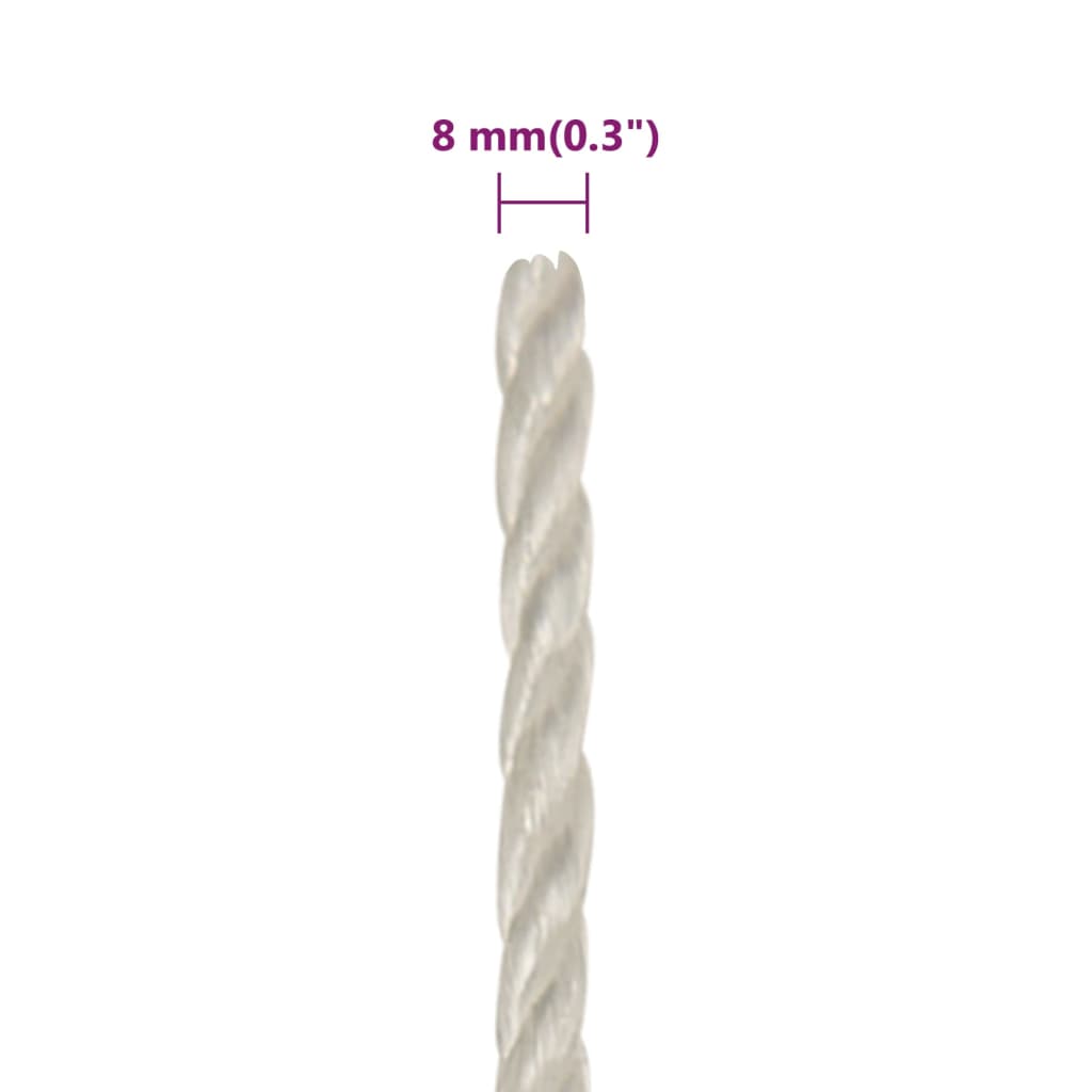 Työköysi valkoinen 8 mm 50 m polypropeeni - Harrastajankoti.fi
