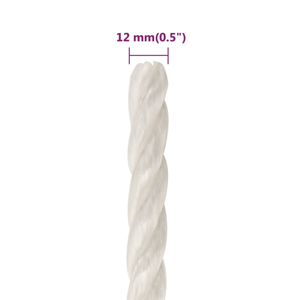 Työköysi valkoinen 12 mm 500 m polypropeeni - Harrastajankoti.fi