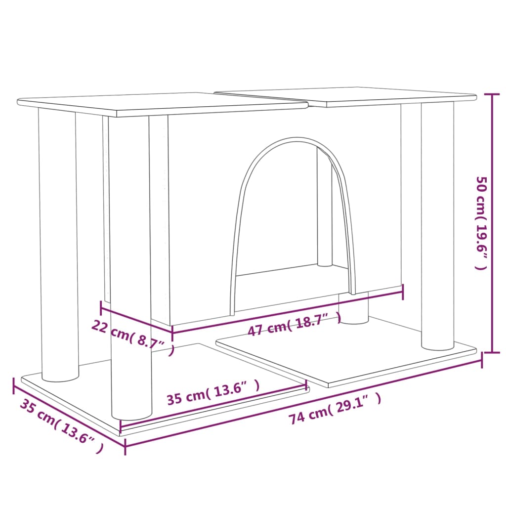 Kissan kiipeilypuu sisal- raapimispylväillä kerma 50 cm - Harrastajankoti.fi