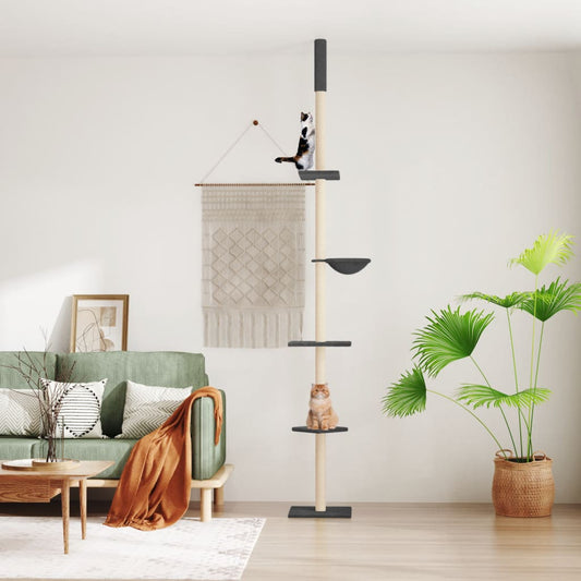 Kattoon asti yltävä kissan kiipeilypuu t.harmaa 263,5-289,5 cm - Harrastajankoti.fi