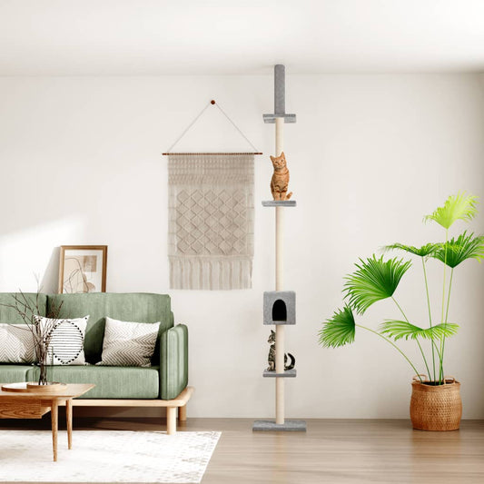 Kattoon asti yltävä kissan kiipeilypuu v.harmaa 250,5-276,5 cm - Harrastajankoti.fi