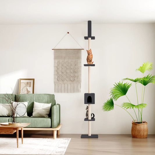 Kattoon asti yltävä kissan kiipeilypuu t.harmaa 250,5-276,5 cm - Harrastajankoti.fi