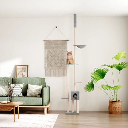 Kattoon asti yltävä kissan kiipeilypuu v.harmaa 258,5-284,5 cm - Harrastajankoti.fi