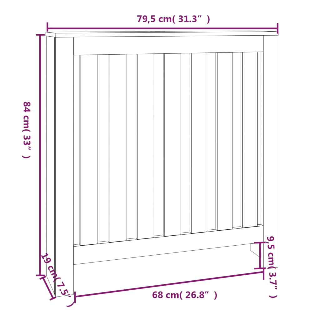 Lämpöpatterin suoja valkoinen 79,5x19x84 cm täysi mänty - Harrastajankoti.fi