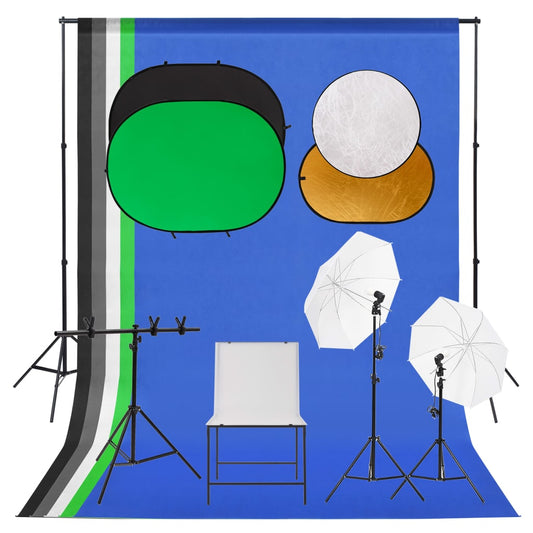 Valokuvastudiosarja valo, taustakangassarja ja kuvauspöytä - Harrastajankoti.fi