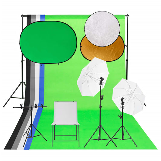 Valokuvastudiosarja valo, taustakangassarja ja kuvauspöytä - Harrastajankoti.fi