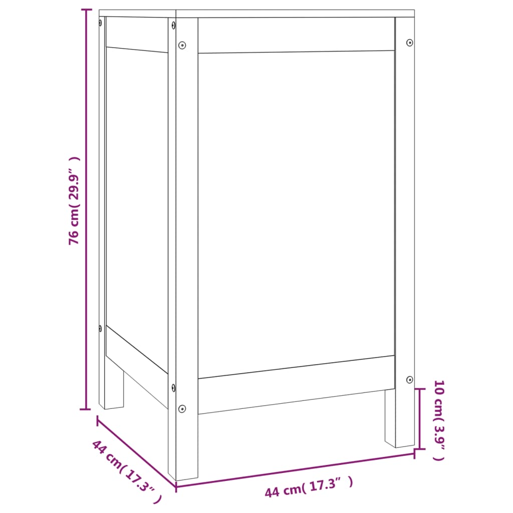Pyykkilaatikko valkoinen 44x44x76 cm täysi mänty - Harrastajankoti.fi