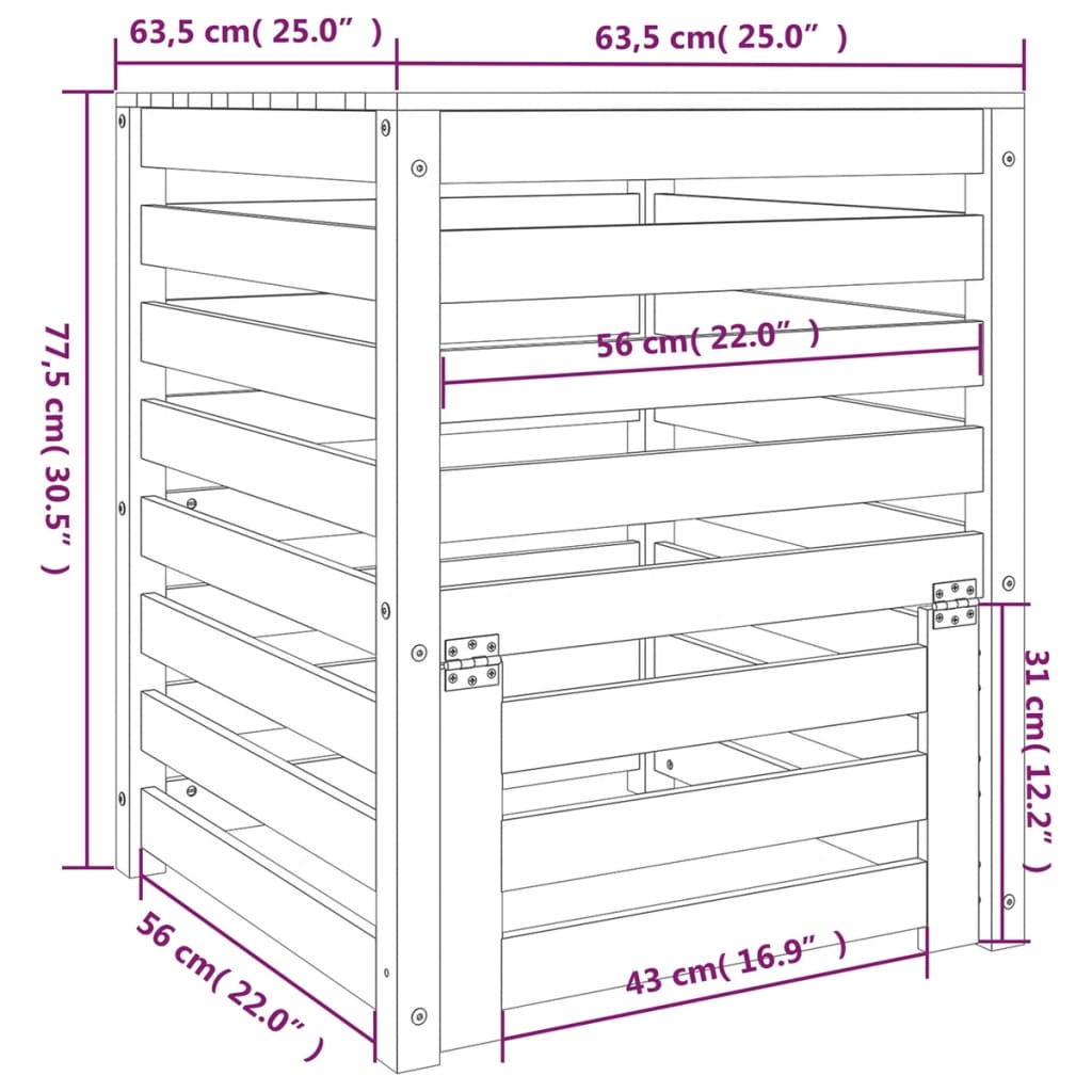 Komposti hunajanruskea 63,5x63,5x77,5 cm täysi mänty - Harrastajankoti.fi