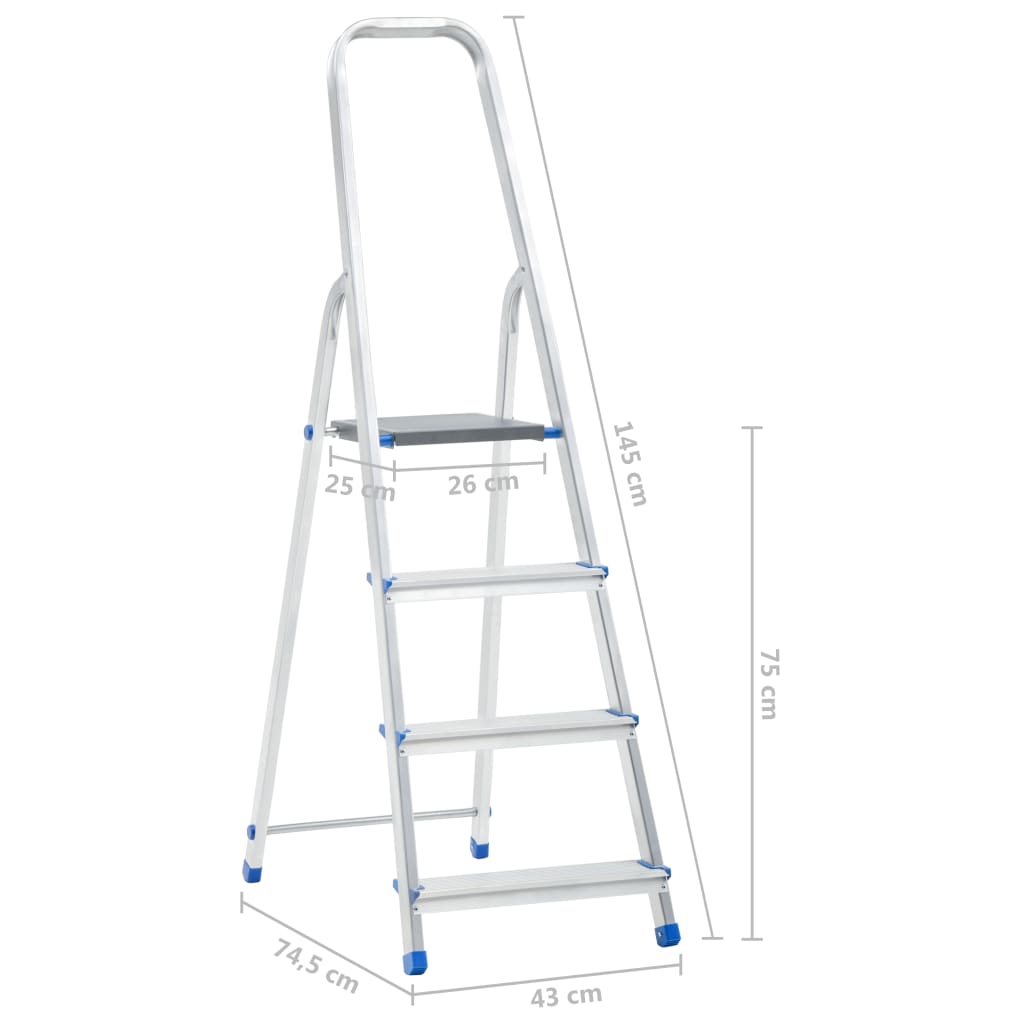 Alumiiniset tikkaat 4 askelmaa 150 kg - Harrastajankoti.fi