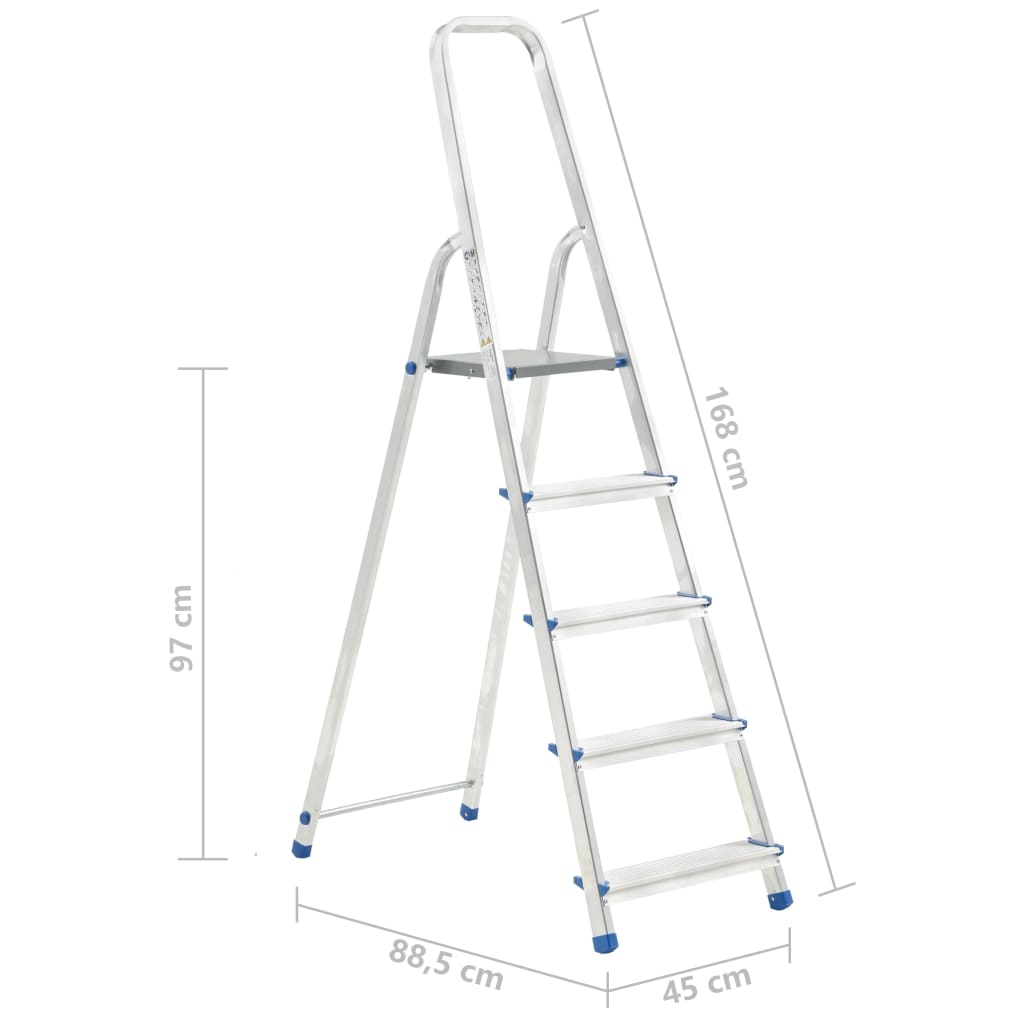 Alumiiniset tikkaat 5 askelmaa 150 kg - Harrastajankoti.fi