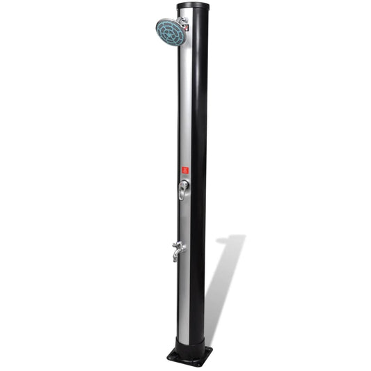 Aurinkolämmitteinen ulkosuihku, suihkupää ja hana 35 l - Harrastajankoti.fi