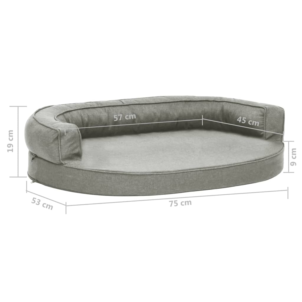 Ergonominen koiransängyn patja 75x53 cm pellavatyyli harmaa - Harrastajankoti.fi