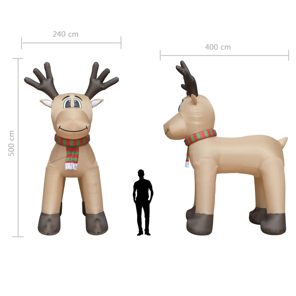 Ilmatäytteinen jouluinen poro LED IP44 500 cm XXL - Harrastajankoti.fi