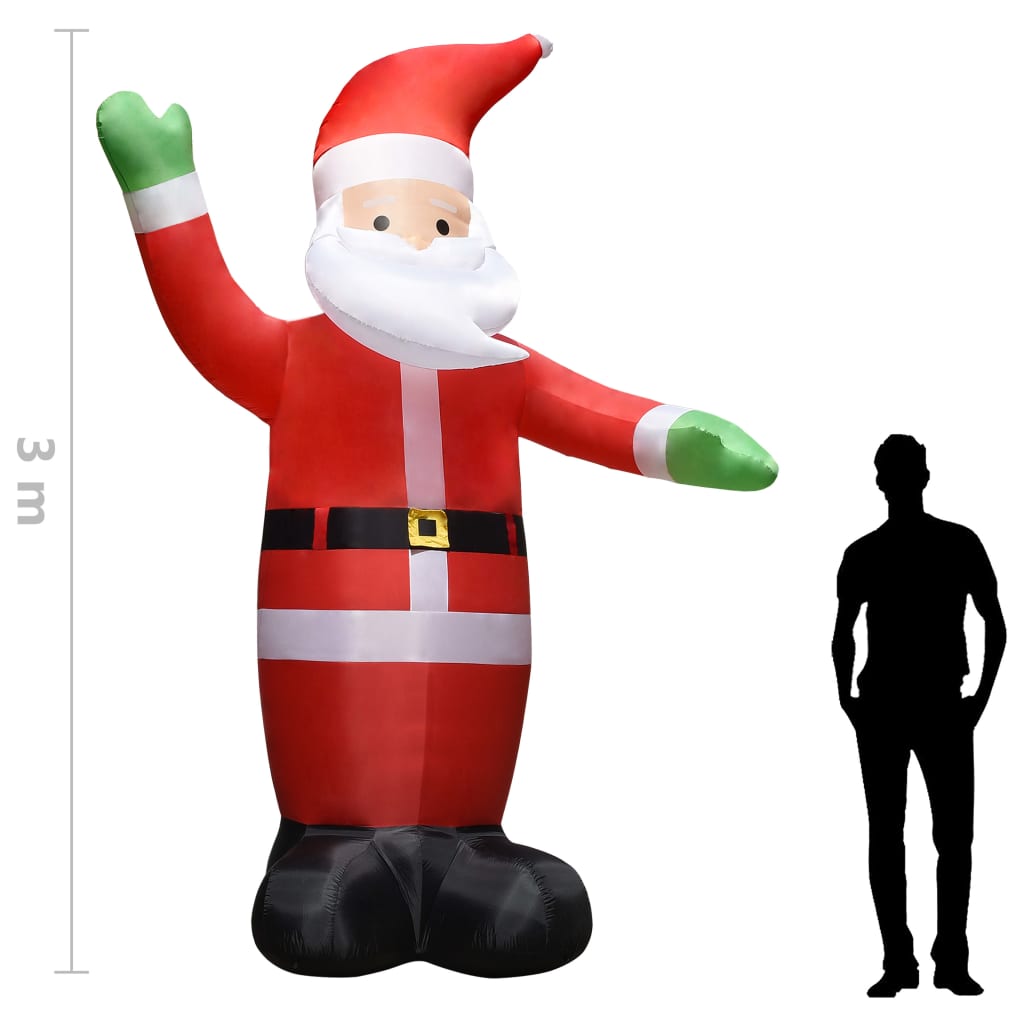 Ilmatäytteinen joulupukki LED-valoilla joulukoriste IP44 3 m - Harrastajankoti.fi