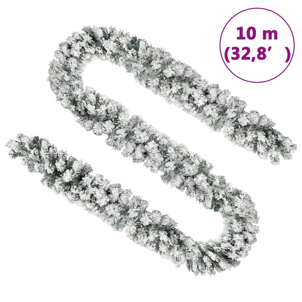 Jouluköynnös LED-valoilla ja lumihuurteella vihreä 10 m PVC - Harrastajankoti.fi