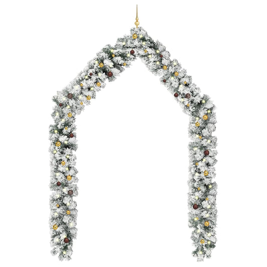 Jouluköynnös LED-valoilla ja palloilla vihreä 10 m PVC - Harrastajankoti.fi