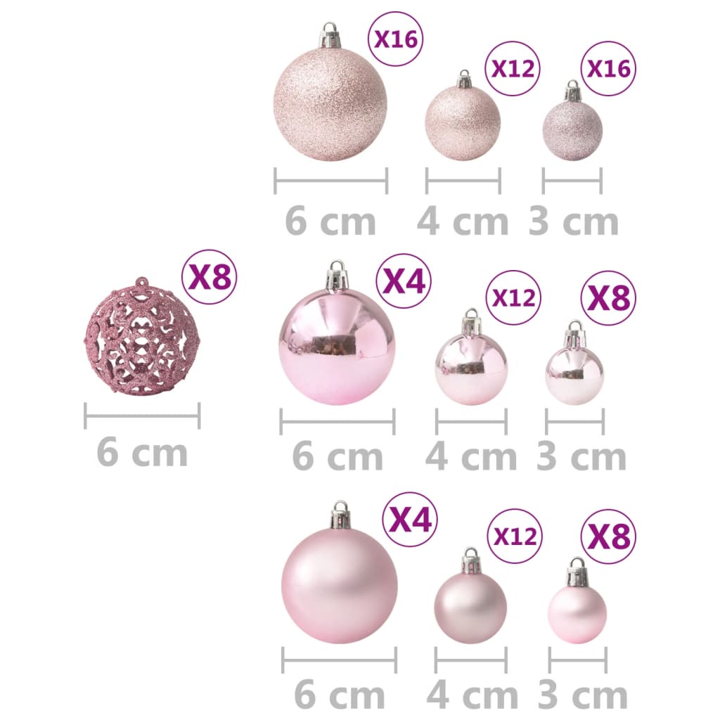 Joulukuusen pallosarja 100 kpl pinkki - Harrastajankoti.fi